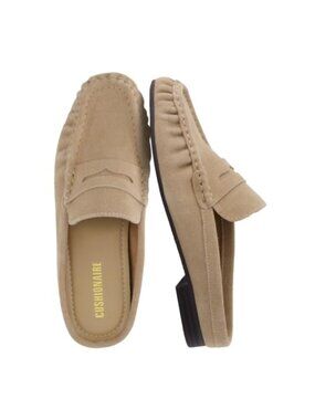 Genuine Suede Leather Mule Loafers Backless Slip-On Penny Strap Women